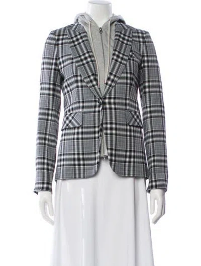 Pre-owned Veronica Beard Plaid Print Blazer In White