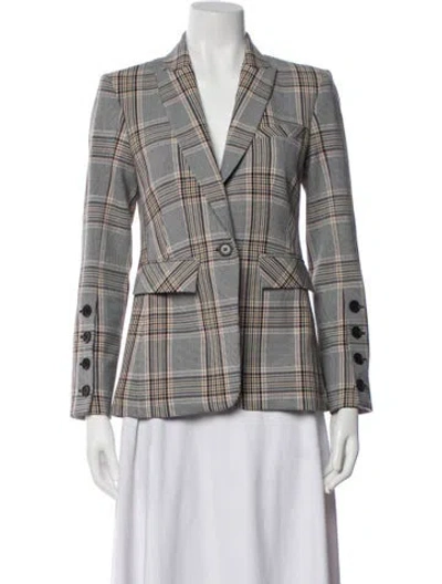 Pre-owned Veronica Beard Plaid Print Blazer In White