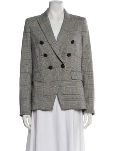 Pre-owned Veronica Beard Plaid Print Blazer In White