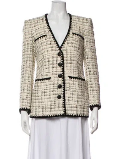 Pre-owned Veronica Beard Plaid Print Blazer In White