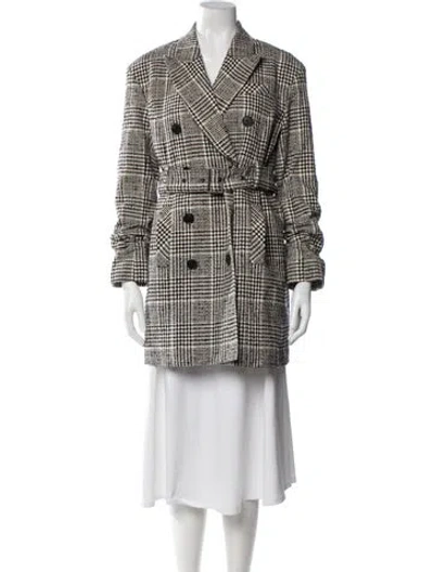Pre-owned Veronica Beard Plaid Print Blazer In White