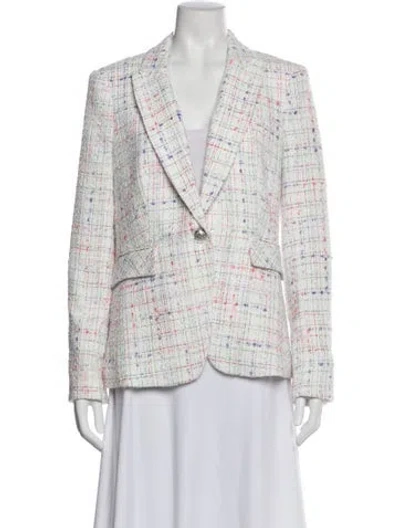 Pre-owned Veronica Beard Plaid Print Blazer In White