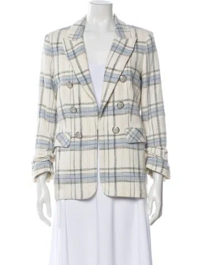 Pre-owned Veronica Beard Plaid Print Blazer In White