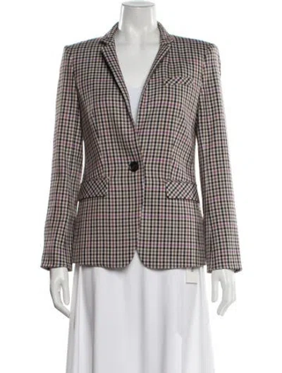 Pre-owned Veronica Beard Plaid Print Blazer In White