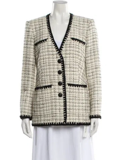 Pre-owned Veronica Beard Plaid Print Blazer In White