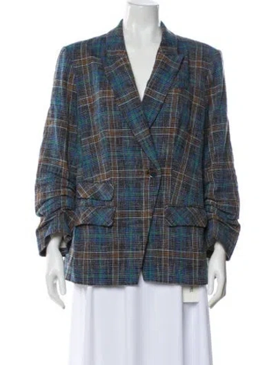 Pre-owned Veronica Beard Plaid Print Blazer In White