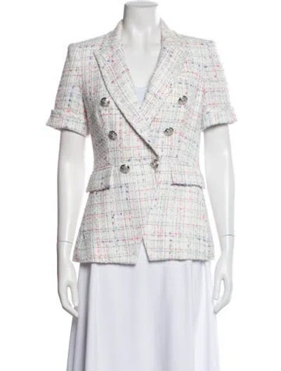 Pre-owned Veronica Beard Plaid Print Blazer In White