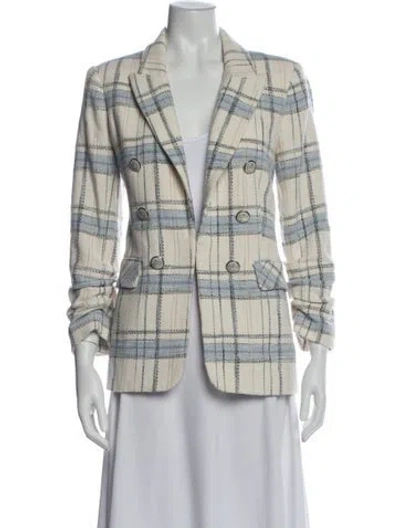 Pre-owned Veronica Beard Plaid Print Blazer In White