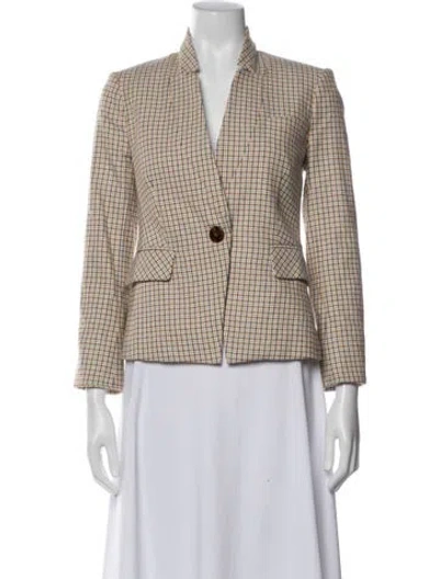Pre-owned Veronica Beard Plaid Print Blazer In White