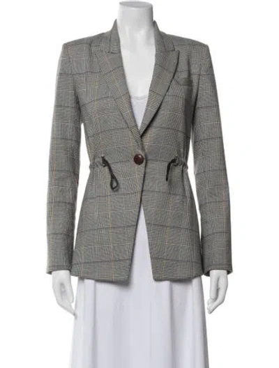 Pre-owned Veronica Beard Plaid Print Blazer In White