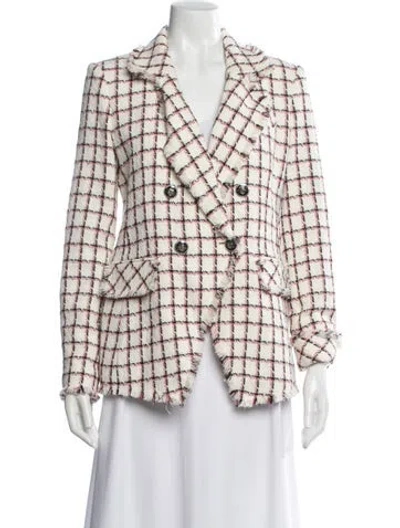 Pre-owned Veronica Beard Plaid Print Blazer In White