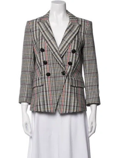 Pre-owned Veronica Beard Plaid Print Blazer In White