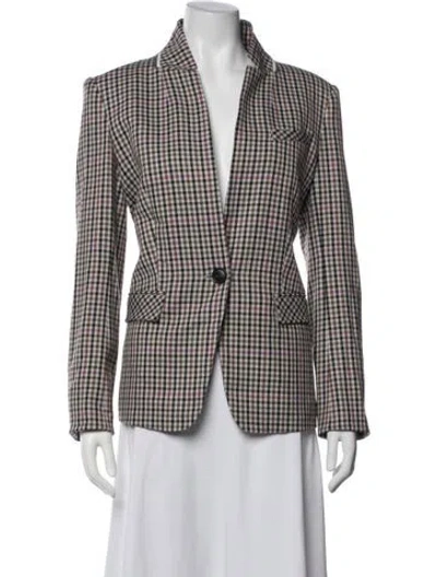 Pre-owned Veronica Beard Plaid Print Blazer In White