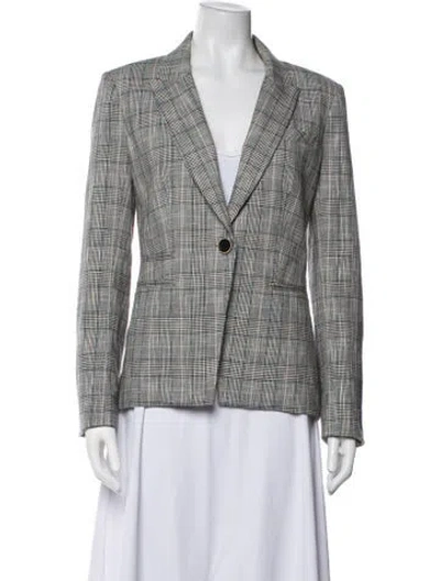 Pre-owned Veronica Beard Plaid Print Blazer In White