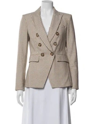 Pre-owned Veronica Beard Plaid Print Blazer In Yellow