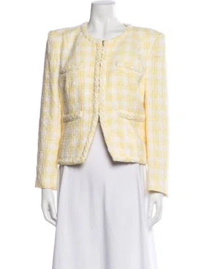 Pre-owned Veronica Beard Plaid Print Blazer In Yellow