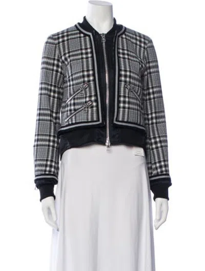 Pre-owned Veronica Beard Plaid Print Bomber Jacket In Black
