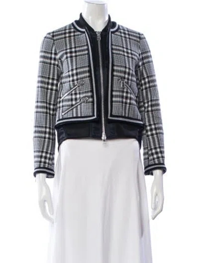 Pre-owned Veronica Beard Plaid Print Bomber Jacket In Green