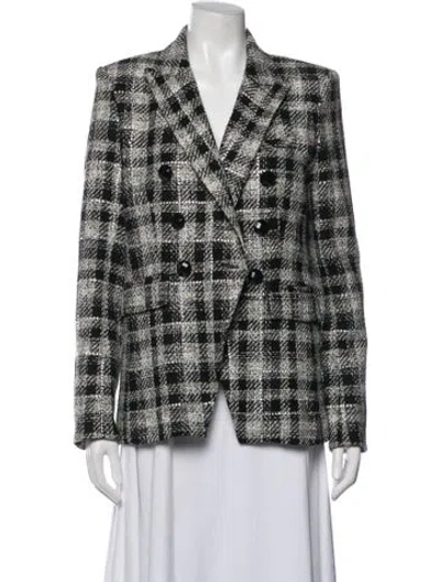 Pre-owned Veronica Beard Plaid Print Coat In Black/white