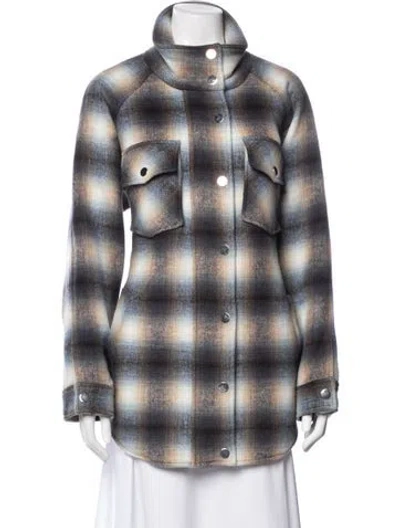 Pre-owned Veronica Beard Plaid Print Coat In Blue