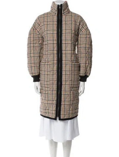 Pre-owned Veronica Beard Plaid Print Coat In Brown