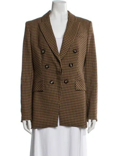 Pre-owned Veronica Beard Plaid Print Coat In Brown