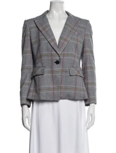 Pre-owned Veronica Beard Plaid Print Coat In Gray