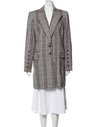 Pre-owned Veronica Beard Plaid Print Coat In Gray