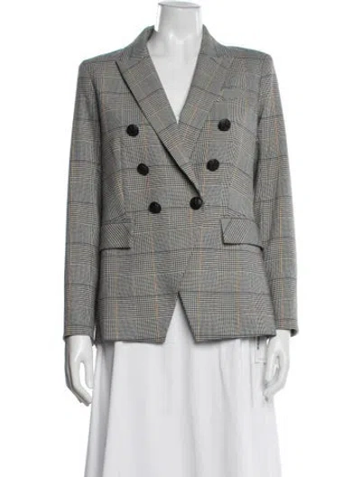 Pre-owned Veronica Beard Plaid Print Coat In Grey