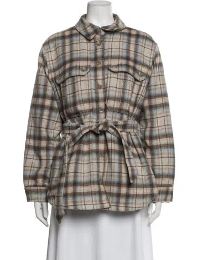 Pre-owned Veronica Beard Plaid Print Coat In Neutrals