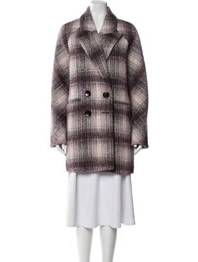 Pre-owned Veronica Beard Plaid Print Coat In Purple