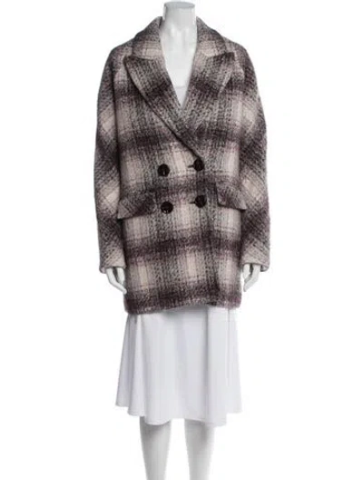 Pre-owned Veronica Beard Plaid Print Coat In Purple