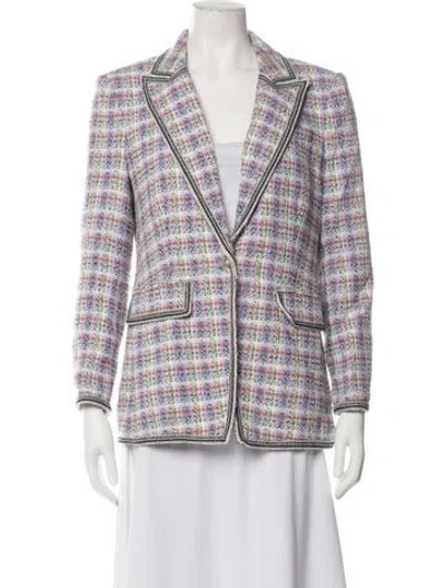 Pre-owned Veronica Beard Plaid Print Coat In Purple