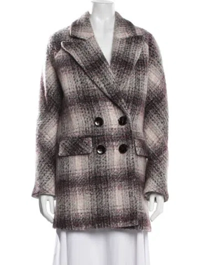 Pre-owned Veronica Beard Plaid Print Coat In Purple