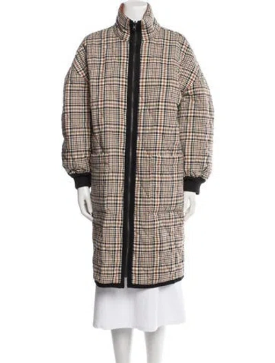 Pre-owned Veronica Beard Plaid Print Coat W/ Tags In Brown