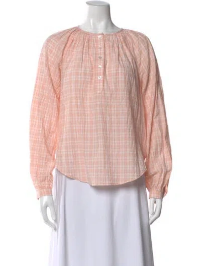 Pre-owned Veronica Beard Plaid Print Crew Neck Blouse In Pink