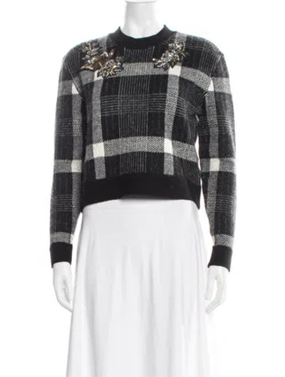 Pre-owned Veronica Beard Plaid Print Crew Neck Sweater In Black
