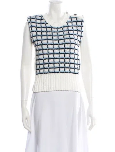 Pre-owned Veronica Beard Plaid Print Crew Neck Sweater In Blue