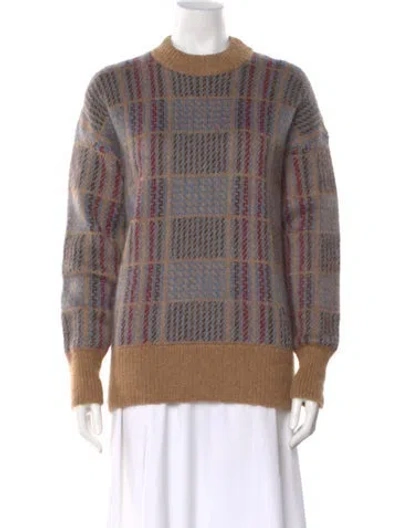 Pre-owned Veronica Beard Plaid Print Crew Neck Sweater In Multicolor