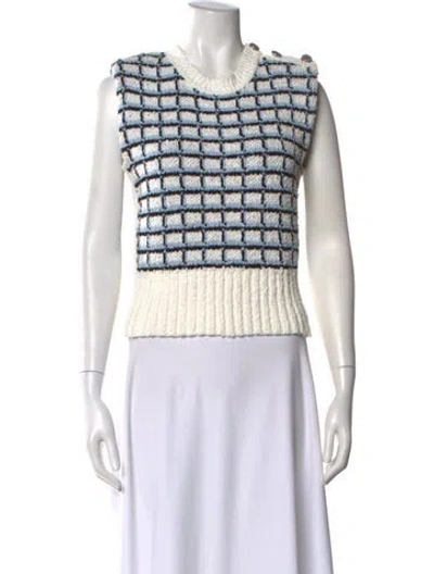 Pre-owned Veronica Beard Plaid Print Crew Neck Sweater In Neutral