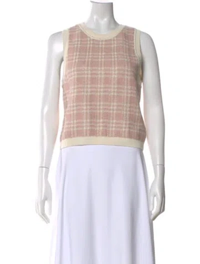 Pre-owned Veronica Beard Plaid Print Crew Neck Sweater In Pink