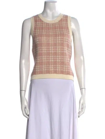 Pre-owned Veronica Beard Plaid Print Crew Neck Sweater In Pink