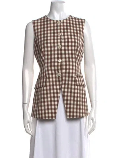 Pre-owned Veronica Beard Plaid Print Crew Neck Top In Multi