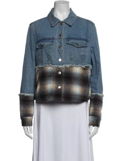 Pre-owned Veronica Beard Plaid Print Denim Jacket In Blue