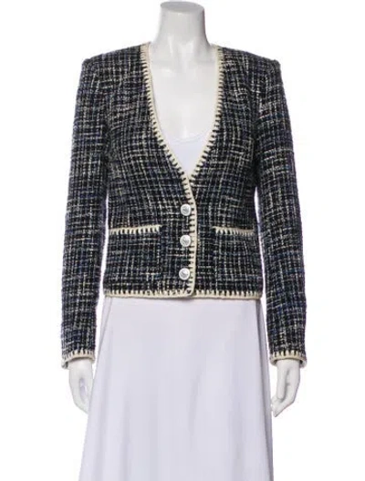 Pre-owned Veronica Beard Plaid Print Evening Jacket In Blue