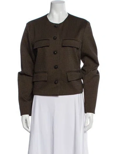 Pre-owned Veronica Beard Plaid Print Evening Jacket In Brown