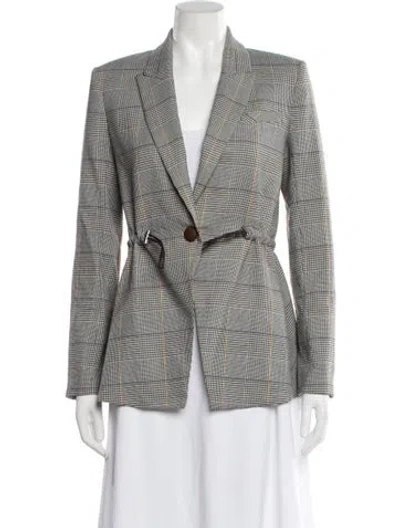 Pre-owned Veronica Beard Plaid Print Evening Jacket In Grey