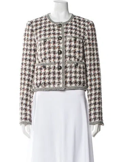 Pre-owned Veronica Beard Plaid Print Evening Jacket In Neutral