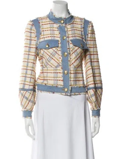 Pre-owned Veronica Beard Plaid Print Evening Jacket In Neutral