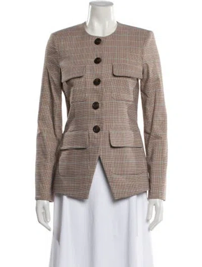 Pre-owned Veronica Beard Plaid Print Evening Jacket In Neutral